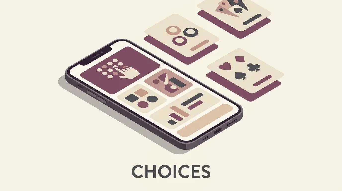 Generic mobile phone illustration showing separate bingo and casino category cards with no real Jackpotjoy interface